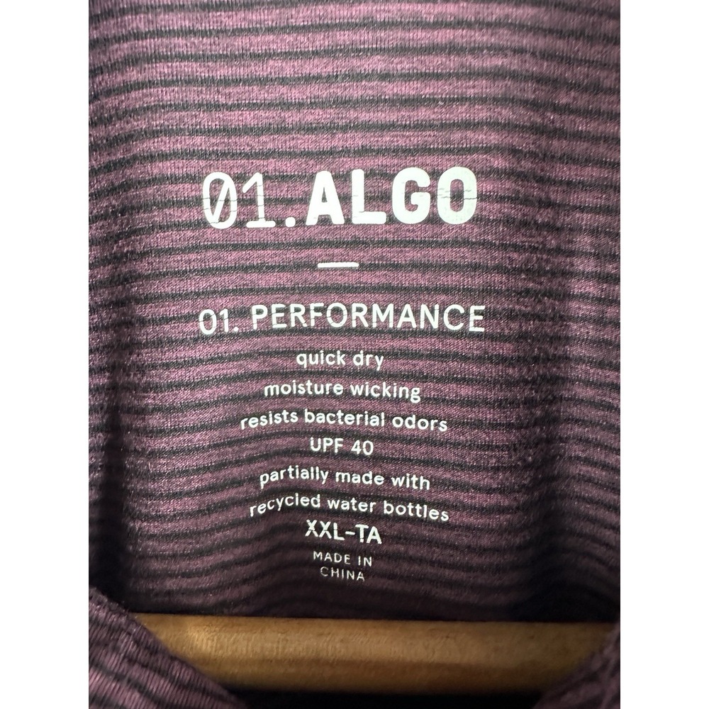 01.Algo Polo Shirt Mens XXL Tall Performance Golf Stripe Quick Dry UPF 40 - Picture 4 of 5